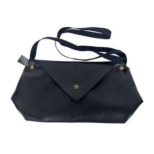 NADA BLACK LEATHER CROSSBODY SHOULDER MINIMALIST ENVELOPE FRONT FLAP PURSE